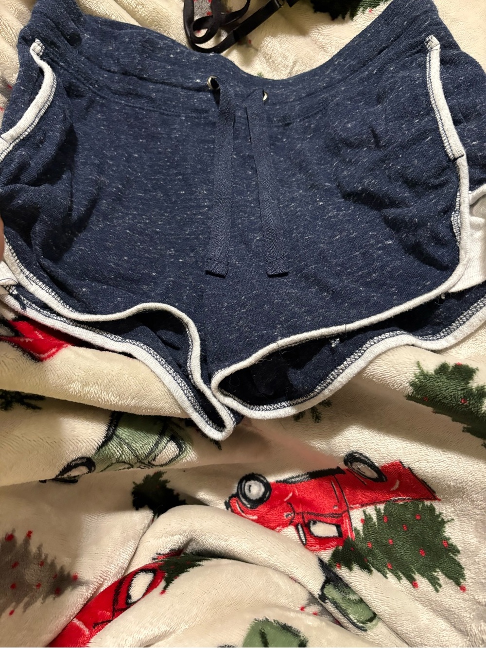 Athletic Works Navy Heather Knit Drawstring Shorts with White Trim